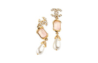 CHANEL Earrings Women's Gold/Pink/Pearl White