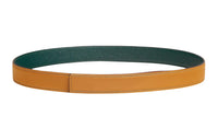 HERMES Solid Color Double-Sided Leather Belts Women's Yellow Width: 2.4cm