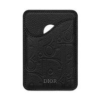 DIOR Gravity Print Effect Leather Card Holder Men's Black