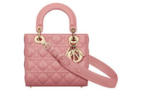 DIOR Lambskin Shoulder Bag Crossbody Bag Handbag Small Size Women's Light Pink