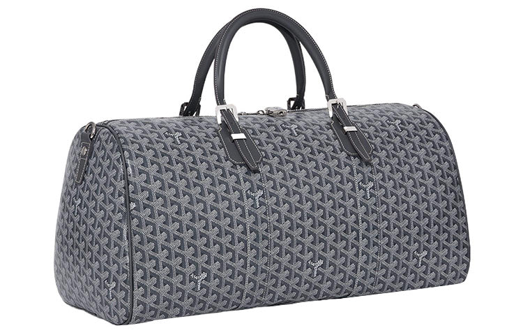GOYARD Canvas With Calfskin Dog's Teeth One Shoulder Crossbody Handbag, Travel Bag Unisex Gray