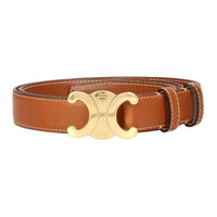 CELINE Calfskin Leather Belts Women's Brown -