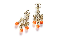 CHANEL Artificial Pearl Earrings Women's Gold