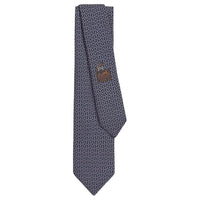 HERMES Mulberry Silk Ties Men's Marine Blue/Rose