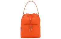 PRADA Leather With Fabric Shoulder Bag Crossbody Bag Handbag Women's Orange