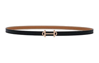 HERMES Gamma Silver Smooth Buckle Double-Sided Leather Belts Unisex Black Width 1.3CM