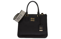MIU MIU Leather Shoulder Bag Crossbody Bag Handbag Women's Black