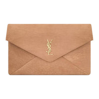 SAINT LAURENT Lambskin Clutch Large Size Women's Honey Caramel