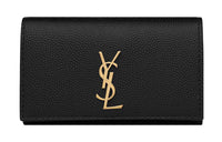 SAINT LAURENT CASSANDRE Calfskin Key Pouch Women's Black