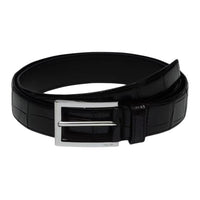 PRADA Crocodile Leather Leather Belts Men's Black Width: 3cm