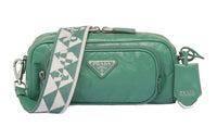 PRADA Soft Sheep Leather Crossbody Bag Shoulder Bag Women's Gray Green
