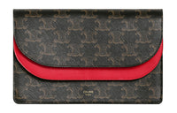 CELINE Triomphe Arc De Triomphe Canvas With Sheepskin Wallets Shoulder Bag Crossbody Bag Women's Red