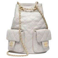 CHANEL Lambskin Backpack Women's Gray