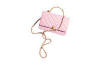 CHANEL Shiny Lambskin One Shoulder Portable Wallet Women's Light Pink