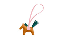 HERMES Sheepskin Pendants Unisex Pine Green & Cherry Blossom Pink