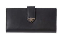 PRADA Leather Wallet Tubas Women's Black