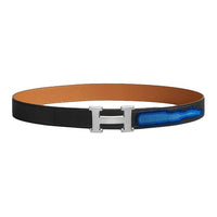 HERMES Calfskin Leather Belts Women's Black Width: 3.2cm