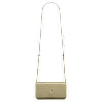 SAINT LAURENT CASSANDRE Patent Leather Crossbody Bag, Shoulder Bag Women's Soft Sage Green