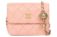 CHANEL Lambskin Shoulder Bag Crossbody Bag Women's Light Orange