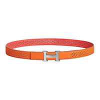 HERMES Calfskin Leather Belts Women's Orange/Rose Width 1.3cm