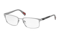 PRADA Metal Rectangular Eyeglass Frames Women's Gray
