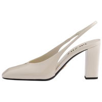 PRADA Patent Block Heel High Heels 8.5cm Women's White