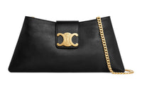 CELINE WilternTriomphe Smooth Cow Leather Handbag, Shoulder Bag Women's Black