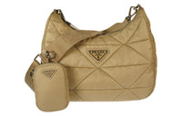 PRADA Hobo Fabric Hobo Bag Crossbody Bag Shoulder Bag Women's Beige