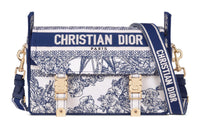 DIOR DiorCamp Pattern Embroidered Canvas Messenger Bag Shoulder Bag Crossbody Bag Small Size Women's Blue