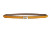 HERMES Signature Bubble Silver Smooth Buckle With Epsom Calfskin Leather Belts Women's Brown Width: 1.3cm