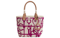 HERMES Steeple Canvas With Swift Leather Canvas Bag Handbag Women's Purple Pink