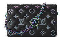 LOUIS VUITTON Embossed Loose Lambskin Handbag Shoulder Bag Women's Black