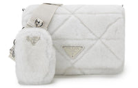 PRADA Shearling Bag Strap Crossbody Bag Shoulder Bag Women's White