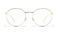 CHANEL Metal Oval Eyeglass Frames Unisex Gold