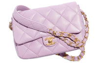 CHANEL Lambskin Crossbody Bag Shoulder Bag Women's Purple Lilac