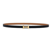 HERMES Logo Emblem Plate Buckle Leather Leather Belts Women's Black