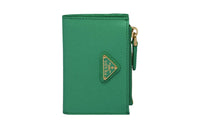PRADA Leather Card Clip Card Holder Women's Green