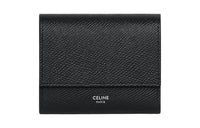 CELINE Grained Calfskin Card Holder Wallet Small Size Men's Black
