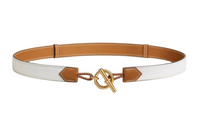 HERMES Double-Sided Design Leather Belts Women's White/Brown Width 2.4CM