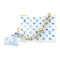 LOUIS VUITTON Coussin Leather Handbag Shoulder Bag Crossbody Bag Small Size Women's White & Blue