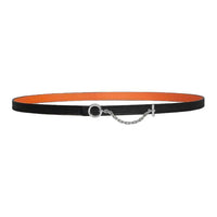 HERMES Calfskin Leather Belts Women's Black Width 1.3CM