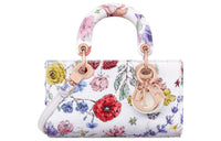 DIOR Lady D-JOY Embroidered Denim Shoulder Bag Crossbody Bag Handbag Extra Mini Women's Multicolor/White