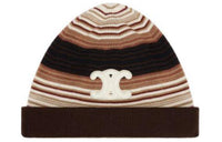 CELINE Triomphe Beanie In Striped Wool