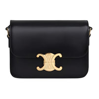 CELINE Calfskin Shoulder Bag Women's Black