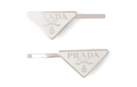 PRADA Triangle logo Hair Clips Set Of Two