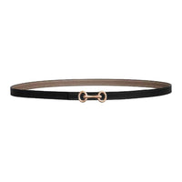 HERMES Calfskin Leather Belts Women's Black Gray Umber Width 1.3CM