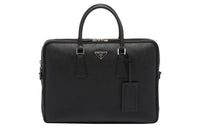 PRADA Saffiano Leather Portable Briefcases Men's Black
