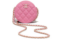 CHANEL Calfskin Shoulder Bag Crossbody Bag Small Size Women's Pink