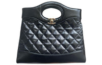 CHANEL Waxed Cow Leather Shoulder Bag Crossbody Bag Handbag Mini Women's Black