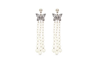 DIOR Metal Resin Pearl Crystal Earrings Women's White